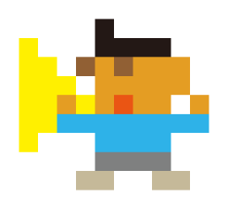 ラッパを吹く人のドット絵